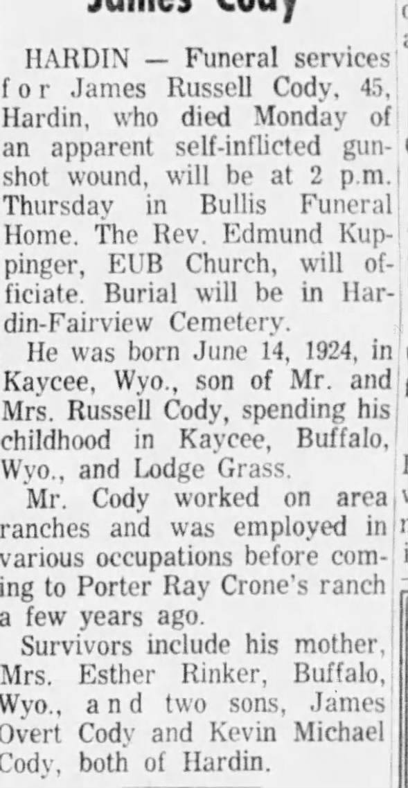 Obituary for James Russell Cody